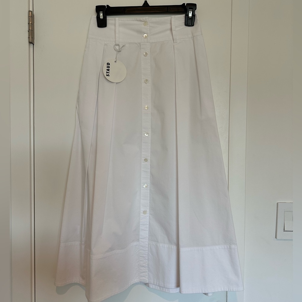 STAUD White Button-Down Skirt NWT